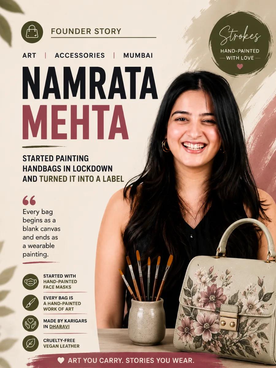 Namrata Mehta started painting handbags in lockdown and turned it into a label