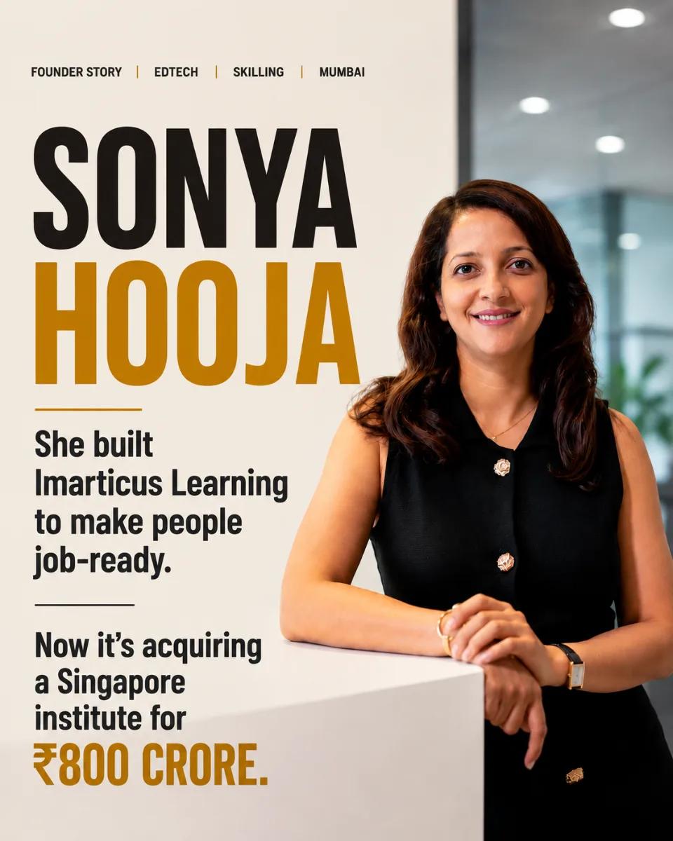 Sonya Hooja co-founded Imarticus Learning to fix a skills gap, and it just bought a Singapore institute for ₹800 crore